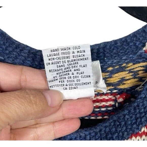 TALBOTS Hand Knit Patriotic Cardigan-Hearts & Flowers-MOP Buttons-Embroidered-PL - Picture 10 of 13